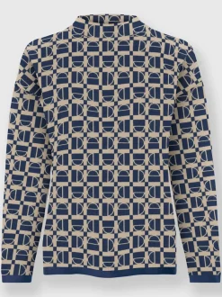 Pull à col montant à motifs graphiques et manches longues