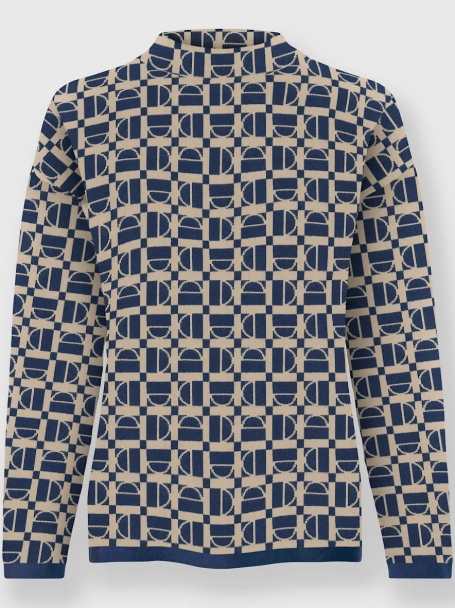 Pull à col montant à motifs graphiques et manches longues
