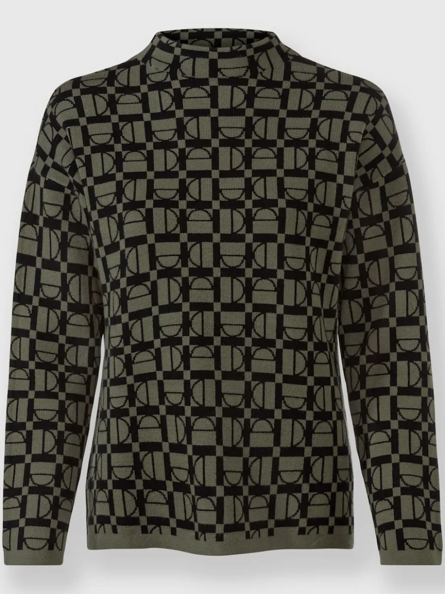 Pull à col montant à motifs graphiques et manches longues