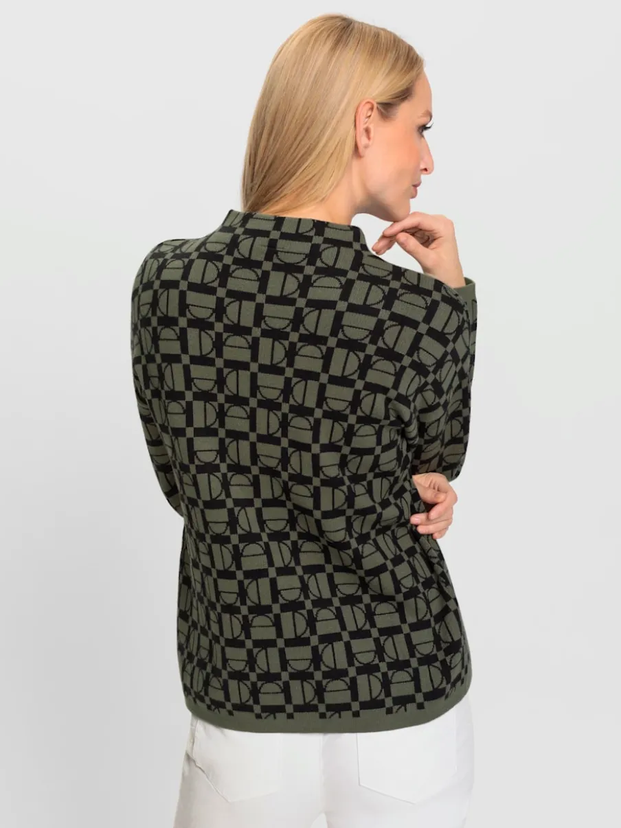 Pull à col montant à motifs graphiques et manches longues
