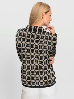 Pull à col montant à motifs graphiques et manches longues
