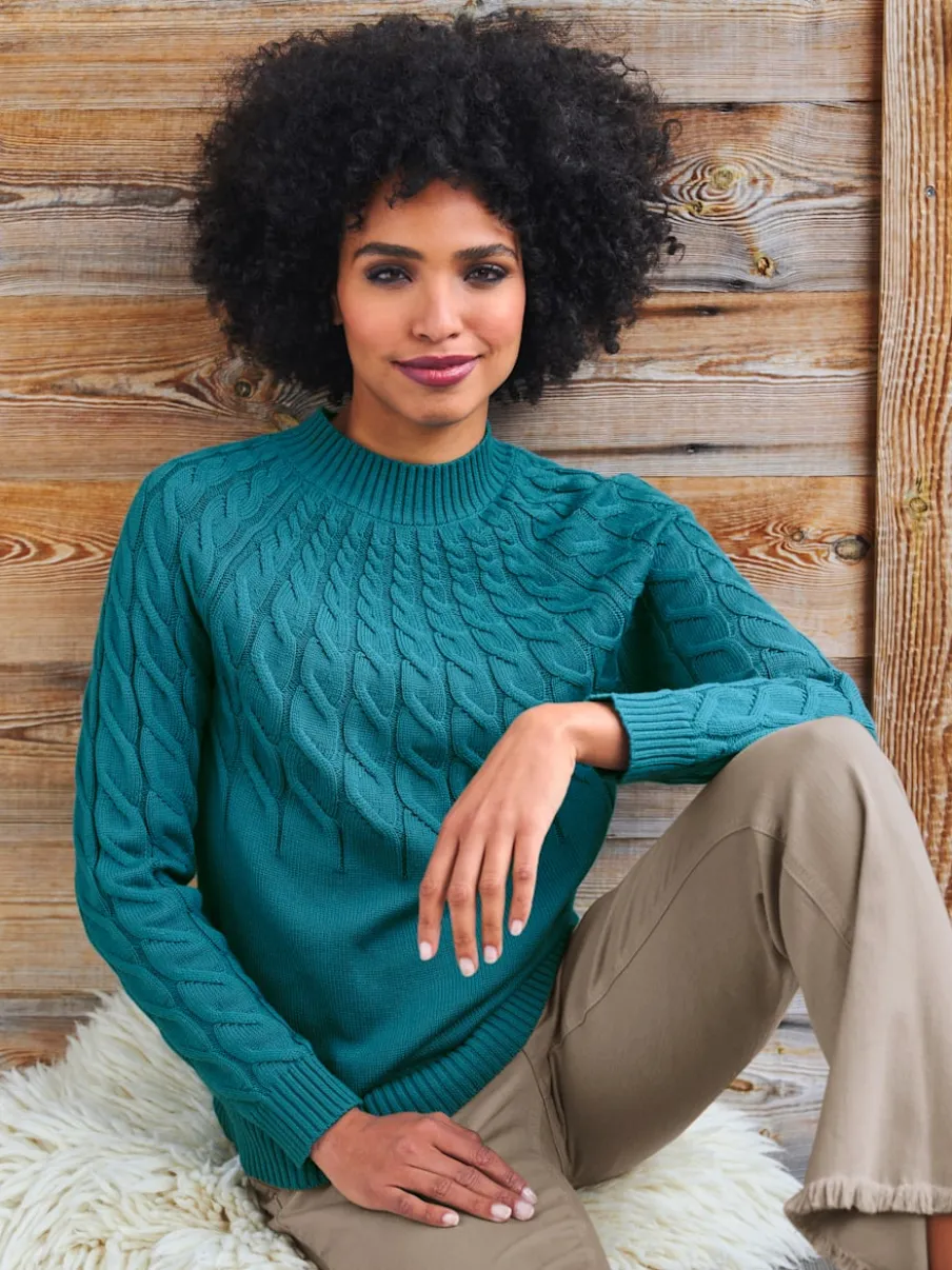 Pull à col montant à motifs torsadés doux et confortable
