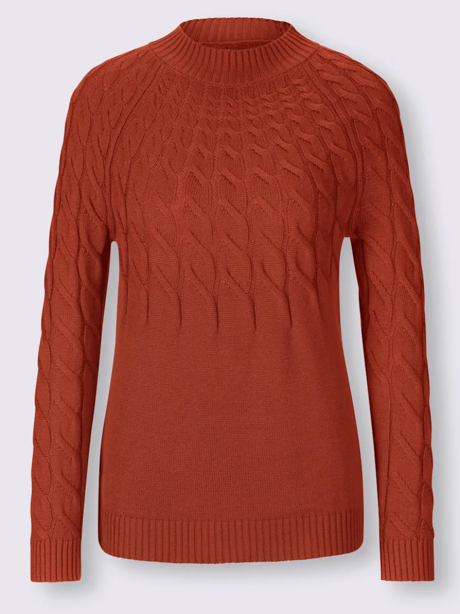 Pull à col montant à motifs torsadés doux et confortable