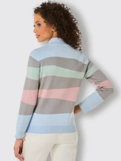 Pull à col montant à rayures multicolores en coton
