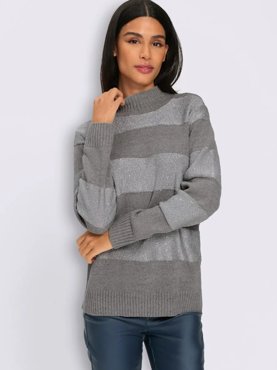 Pull à col montant rayures tendance