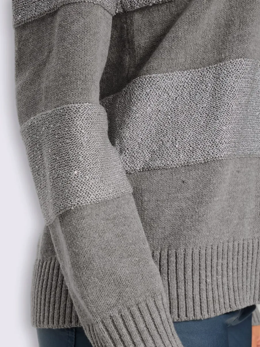 Pull à col montant rayures tendance