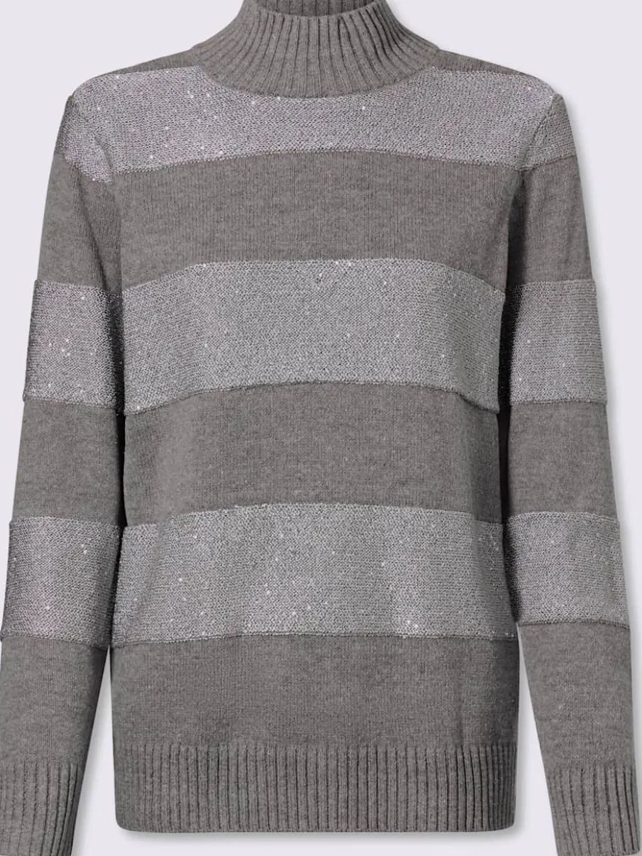 Pull à col montant rayures tendance