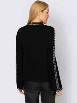 Pull à col montant tricot fin avec surpiqûres contrastées