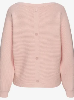 Pull col rond avec manches chauve-souris et ourlet droit en tricot côtelé