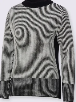 Pull à col rond avec manches longues et motifs rayés