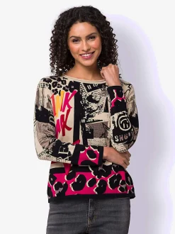 Pull à col rond et manches longues avec motifs animaux
