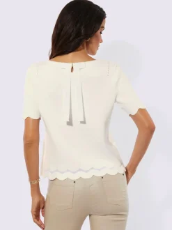 Pull à col rond à manches courtes en jacquard