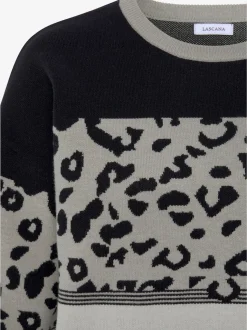 Pull col rond à motifs léopard avec bords-côtes doux et coupe décontractée