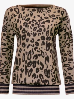 Pull col rond à motifs léopard coupe sportive