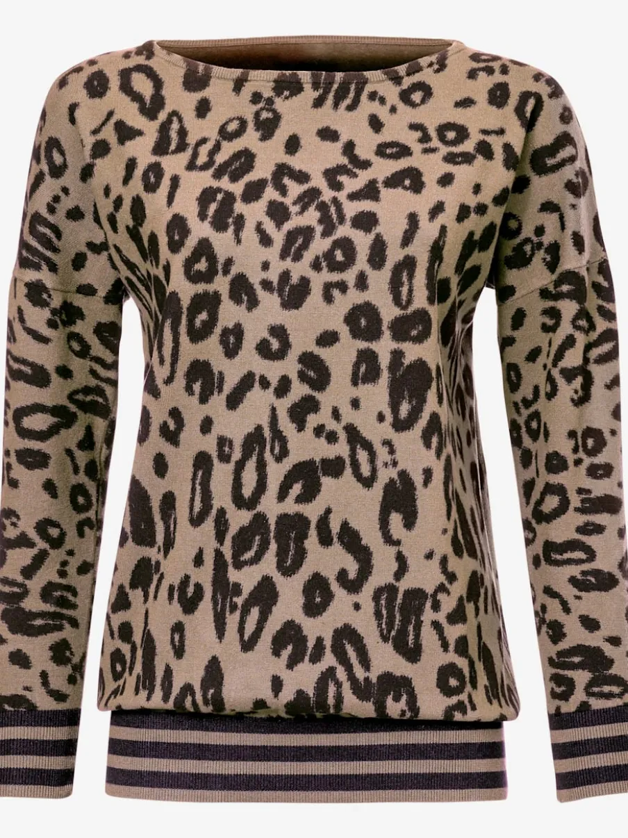 Pull col rond à motifs léopard coupe sportive