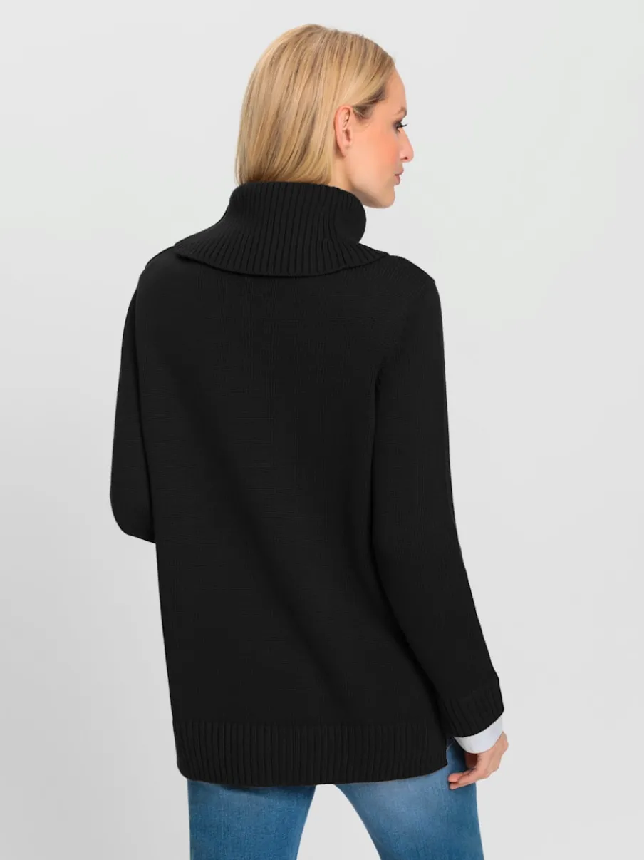 Pull à col roulé avec empiècements chemisier et fentes
