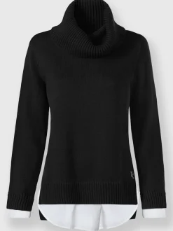 Pull à col roulé avec empiècements chemisier et fentes
