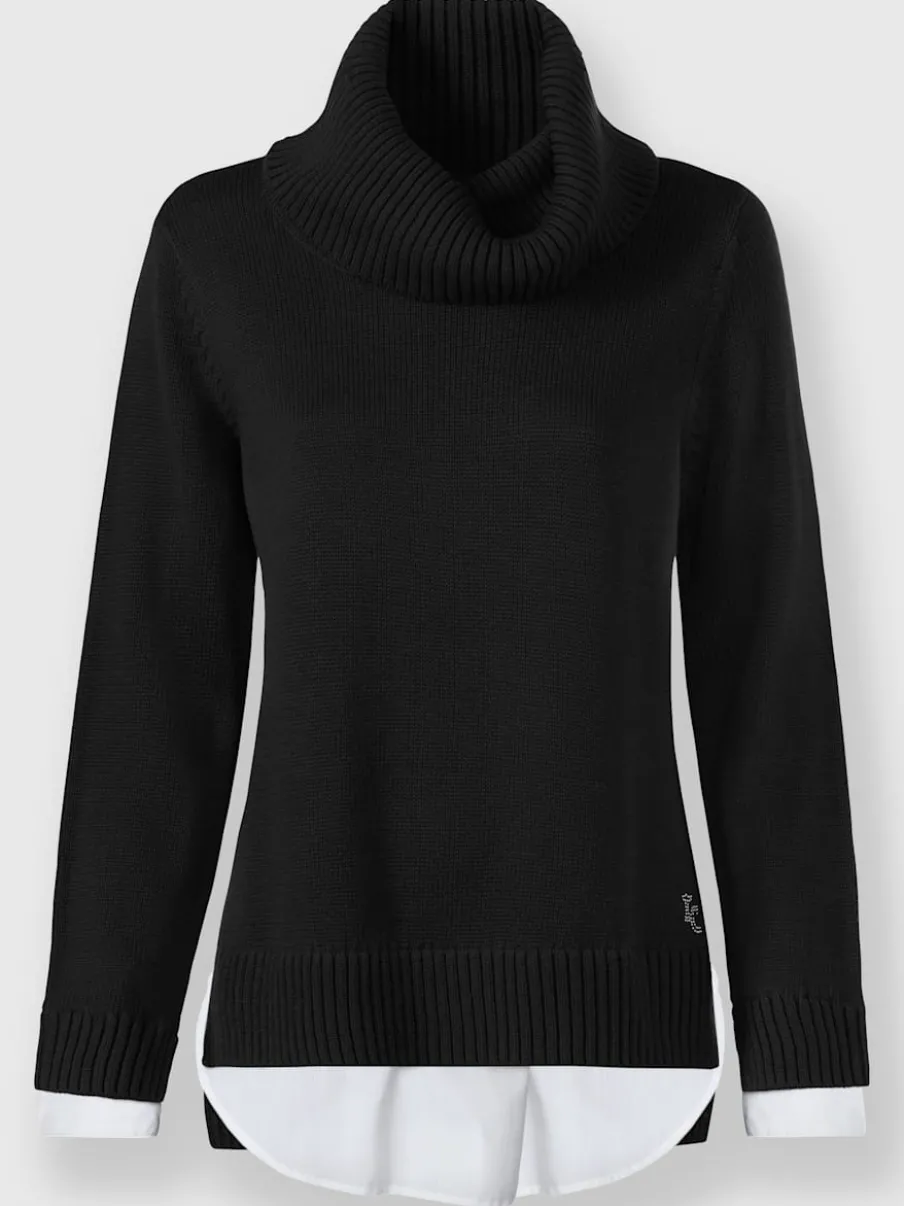 Pull à col roulé avec empiècements chemisier et fentes