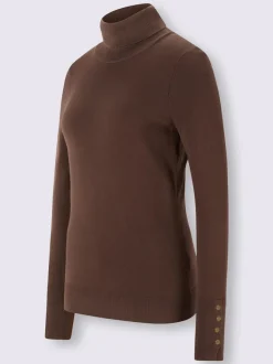 Pull à col roulé avec manches longues et boutons décoratifs