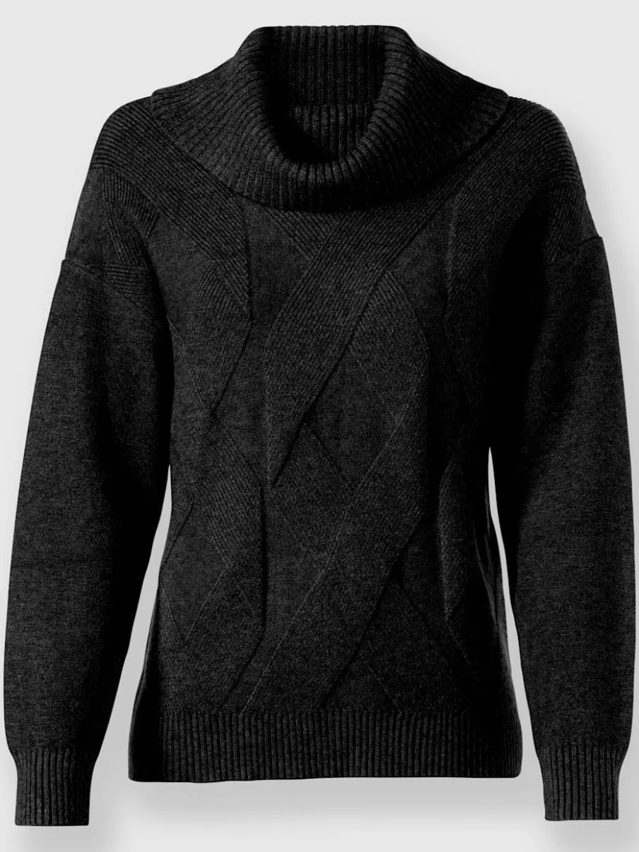 Pull à col roulé avec motif torsadé et manches longues