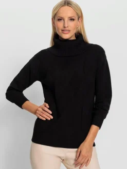 Pull à col roulé avec motif torsadé et manches longues