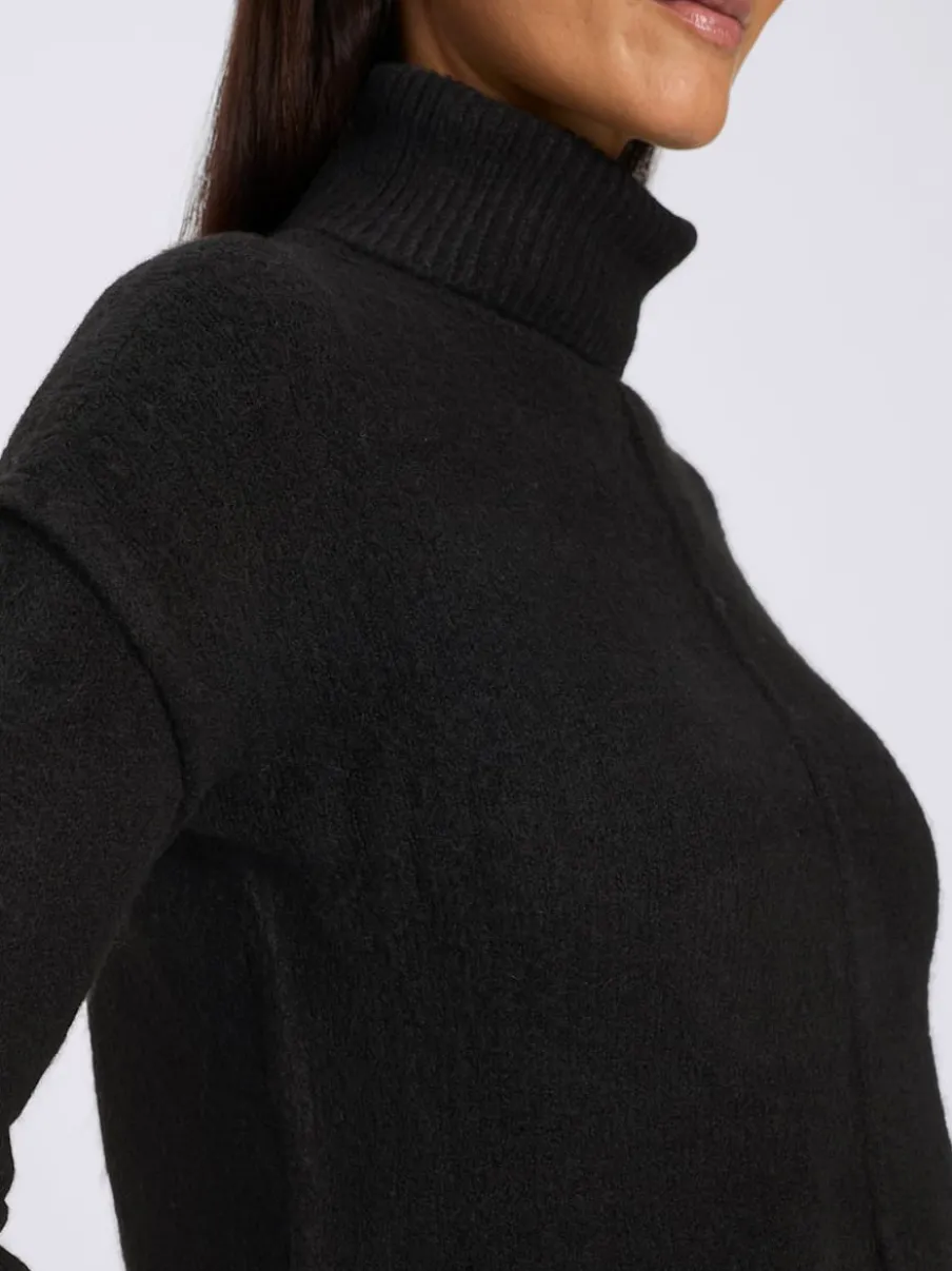 Pull à col roulé couture centrale devant