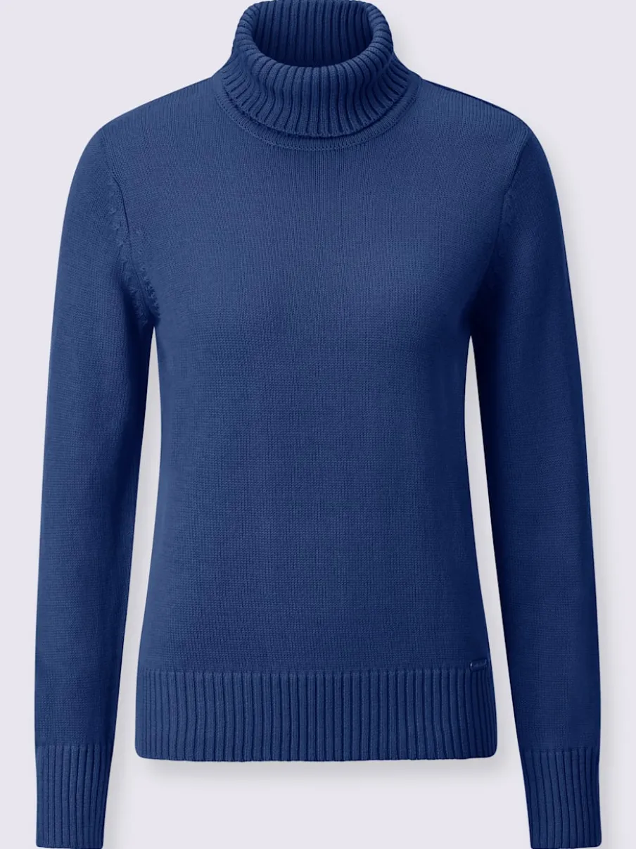 Pull col roulé à emmanchures diminuées finitions côtelées