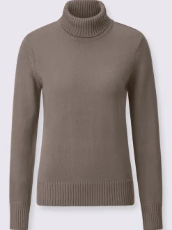 Pull col roulé à emmanchures diminuées finitions côtelées