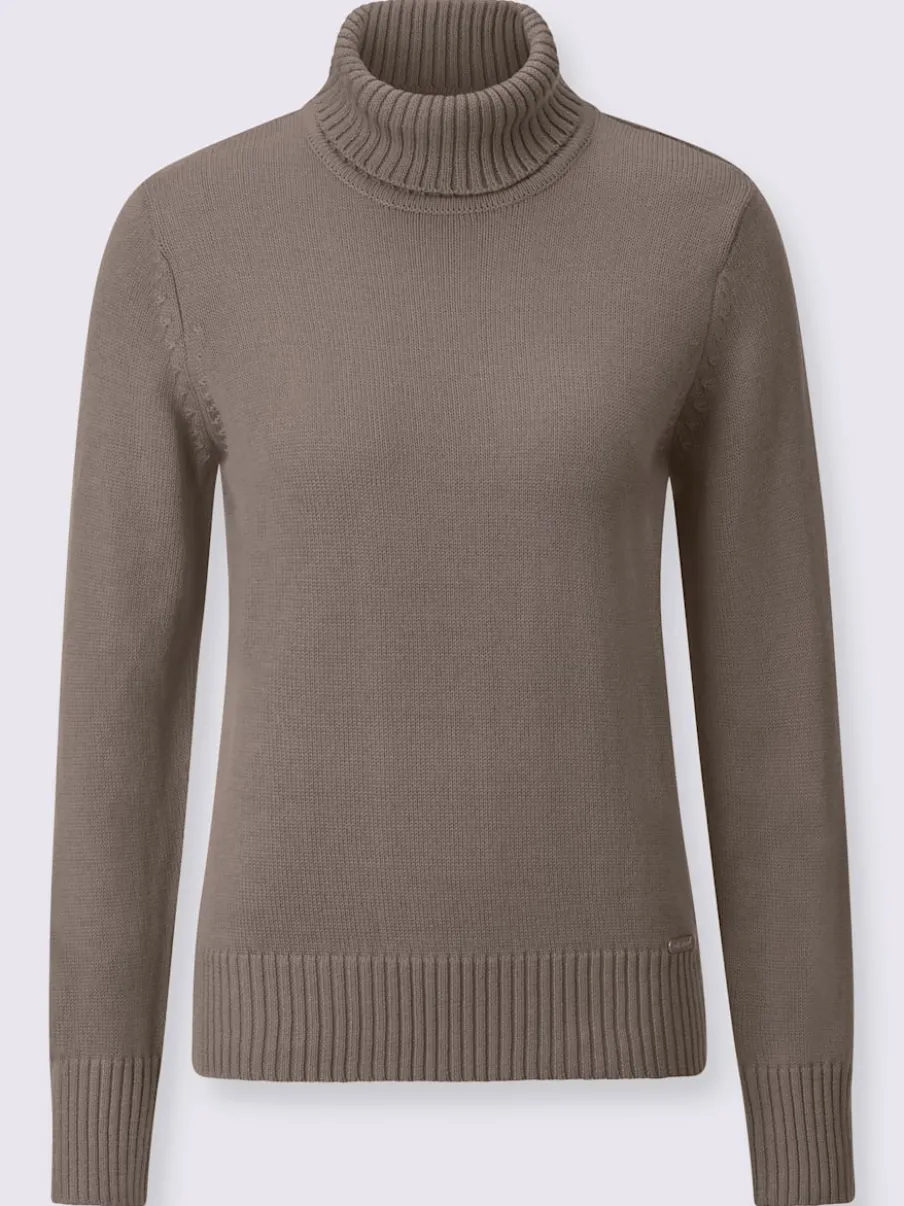 Pull col roulé à emmanchures diminuées finitions côtelées