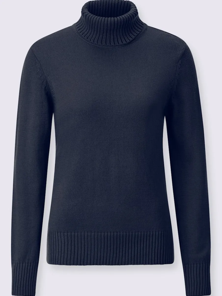Pull col roulé à emmanchures diminuées finitions côtelées