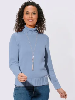 Pull col roulé à emmanchures diminuées finitions côtelées