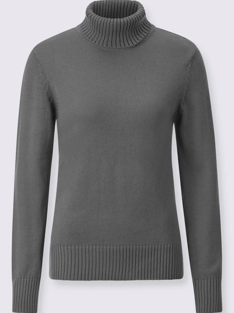 Pull col roulé à emmanchures diminuées finitions côtelées