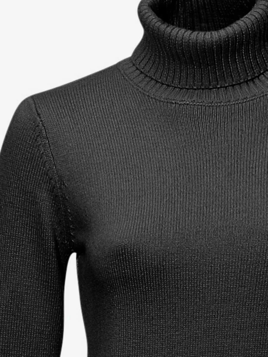 Pull à col roulé en cachemire avec bords-côtes