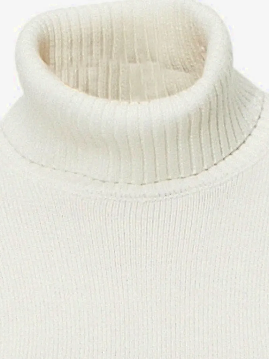 Pull à col roulé en cachemire avec bords-côtes