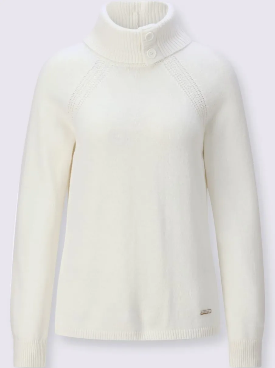 Pull à col roulé en laine avec manches longues raglan