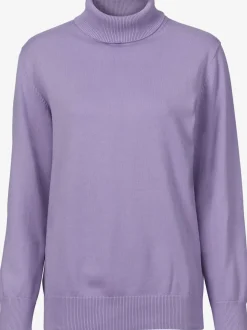 Pull à col roulé en pur coton à manches longues
