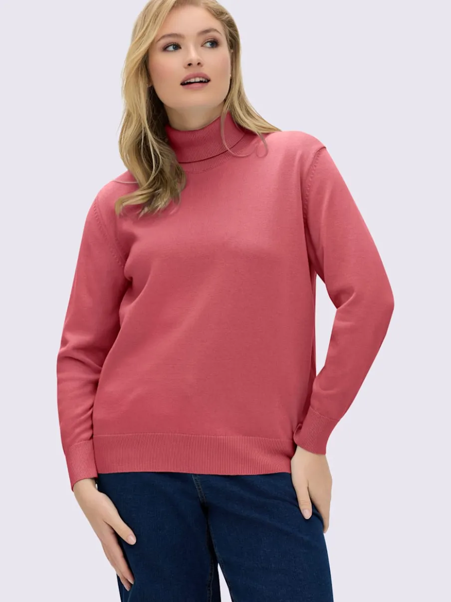 Pull à col roulé en pur coton à manches longues