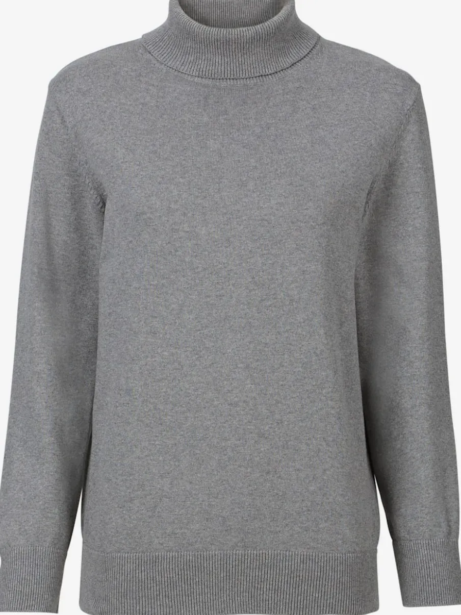 Pull à col roulé en pur coton à manches longues