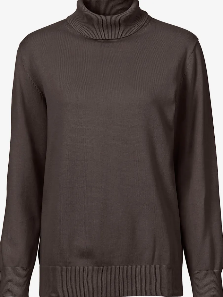 Pull à col roulé en pur coton à manches longues