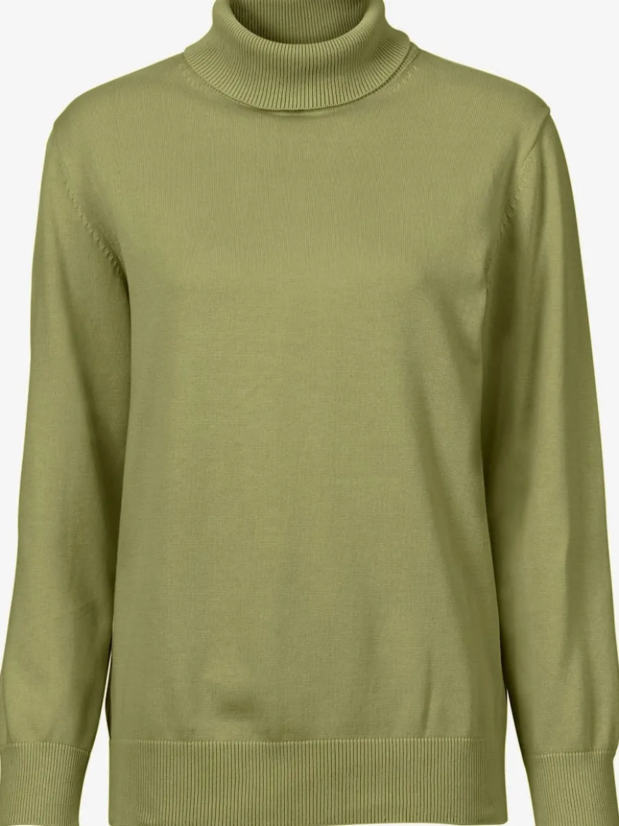 Pull à col roulé en pur coton à manches longues