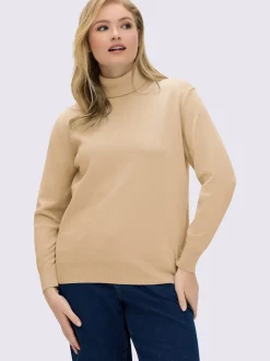 Pull à col roulé en pur coton à manches longues