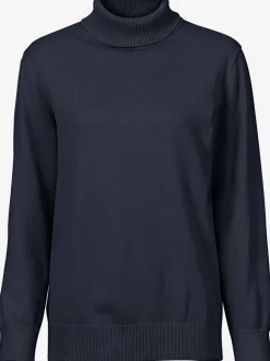 Pull à col roulé en pur coton à manches longues