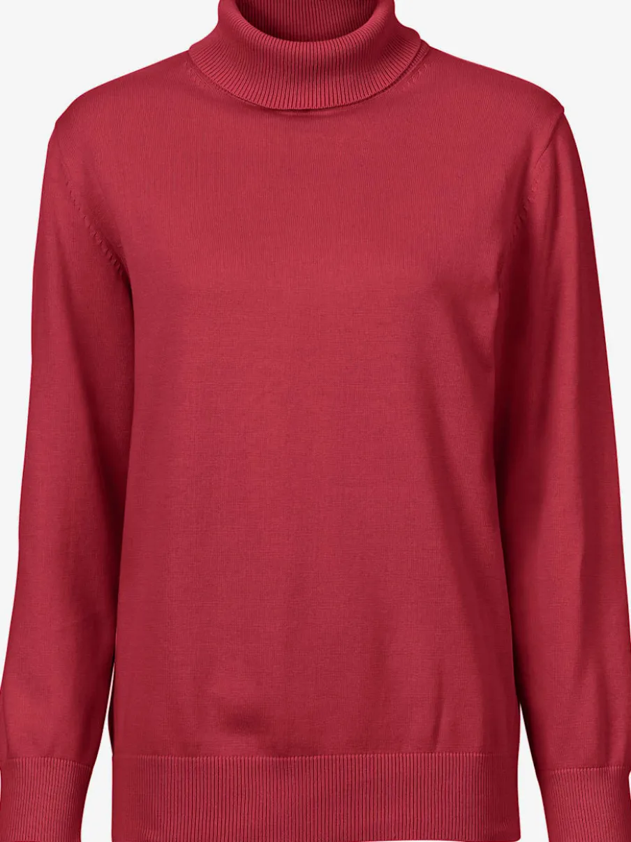 Pull à col roulé en pur coton à manches longues