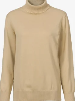 Pull à col roulé en pur coton à manches longues