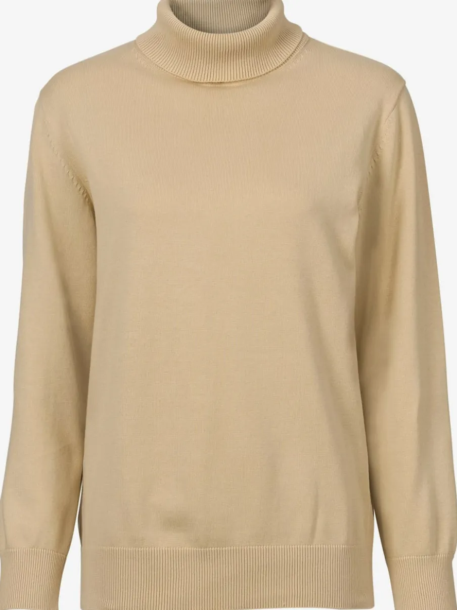 Pull à col roulé en pur coton à manches longues