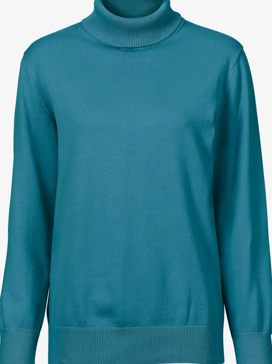 Pull à col roulé en pur coton à manches longues