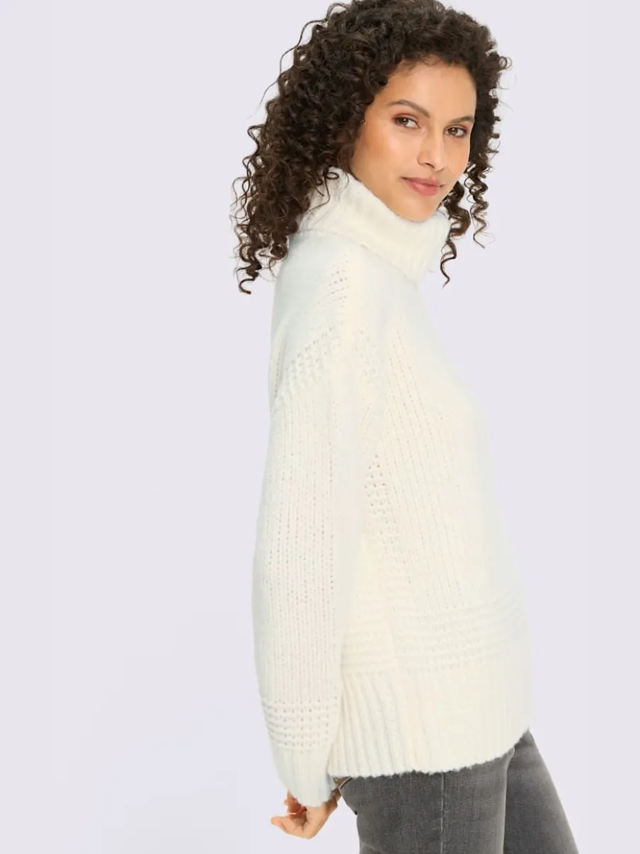 Pull à col roulé en tricot doux manches longues