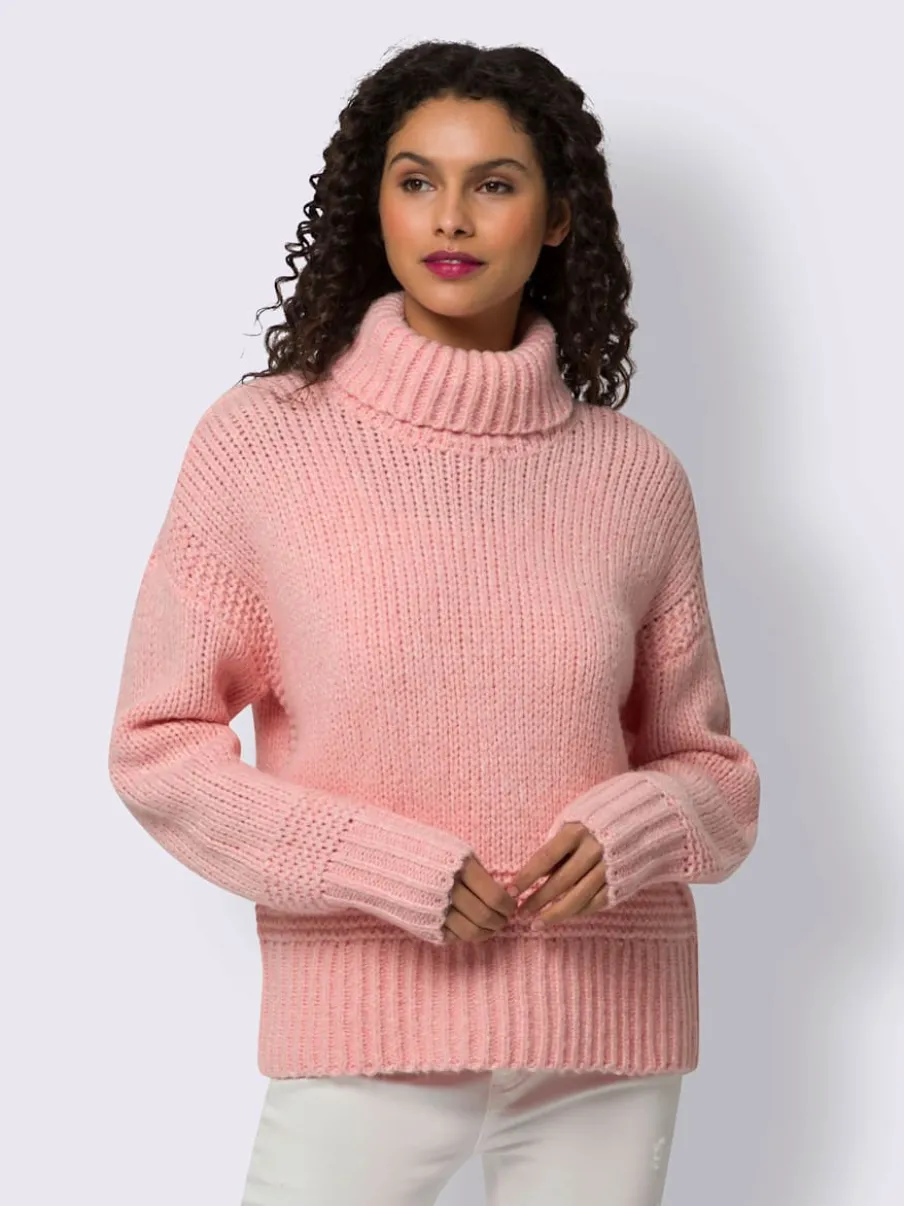 Pull à col roulé en tricot doux manches longues