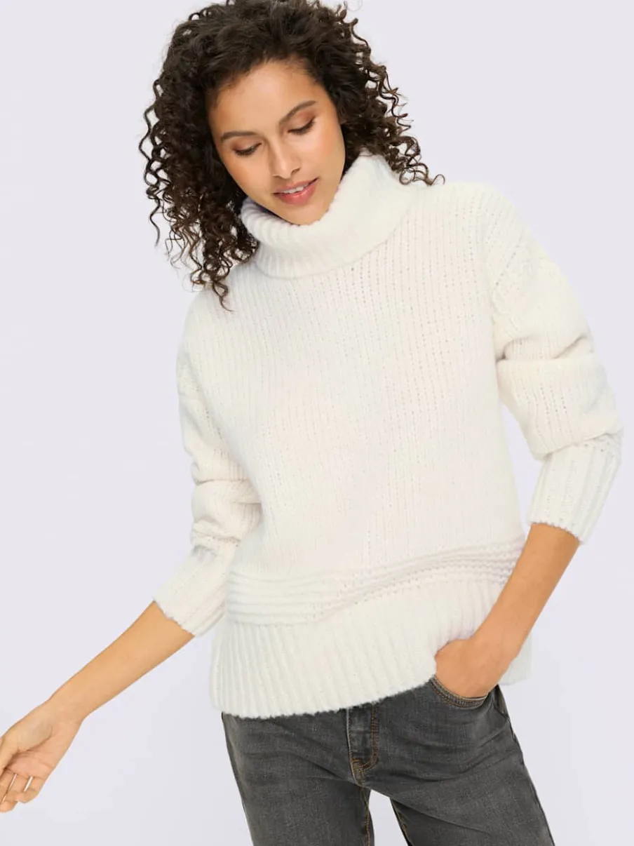 Pull à col roulé en tricot doux manches longues