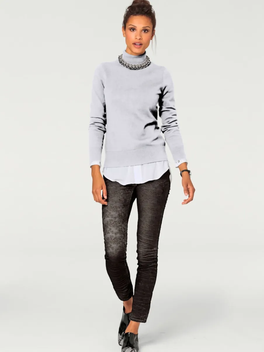 Pull à col roulé en tricot doux manches longues